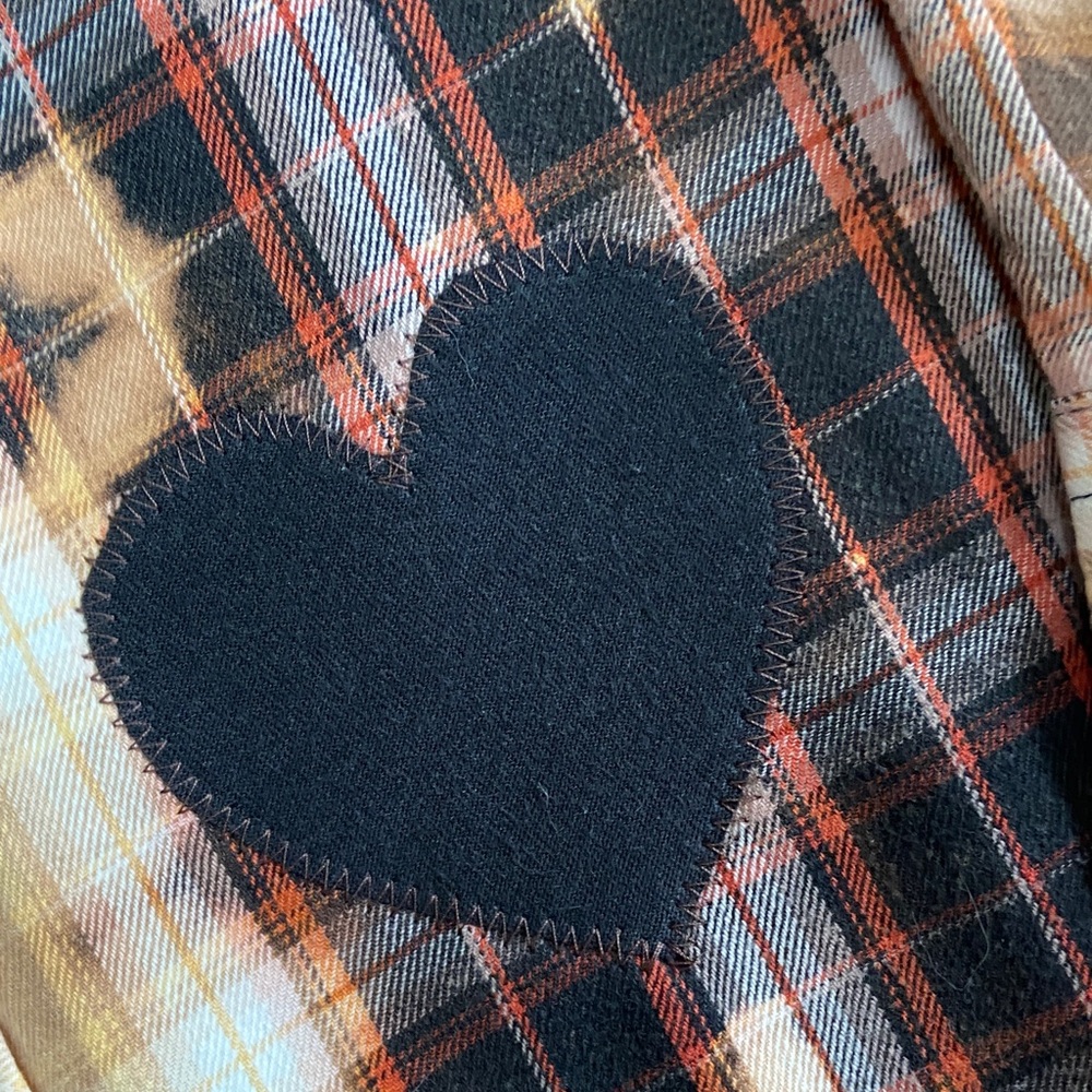 Handcrafted Distressed Flannel Shirt with Hard Rock Graphic - Picture 5 of 7